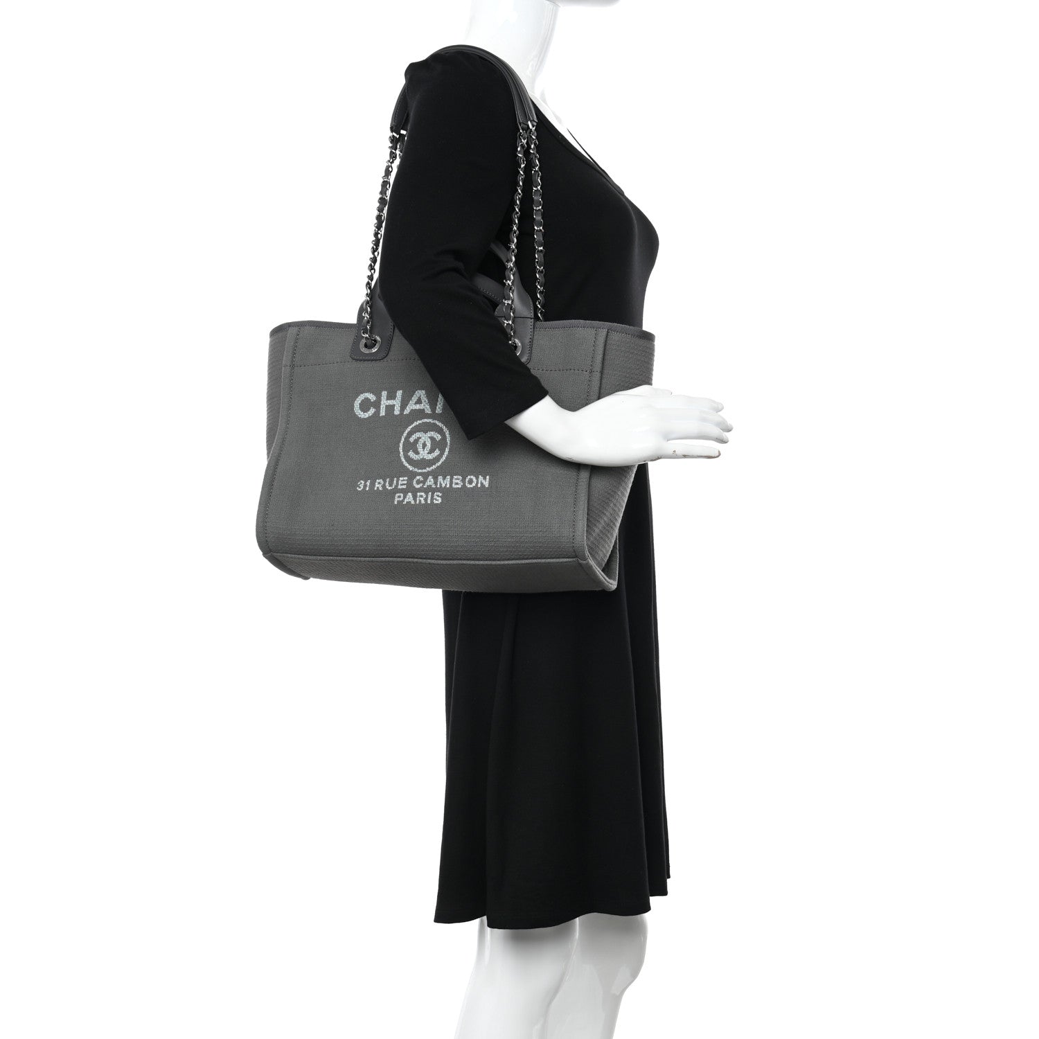 Chanel Mixed Fibers Small Deauville Tote Grey 2 of 13