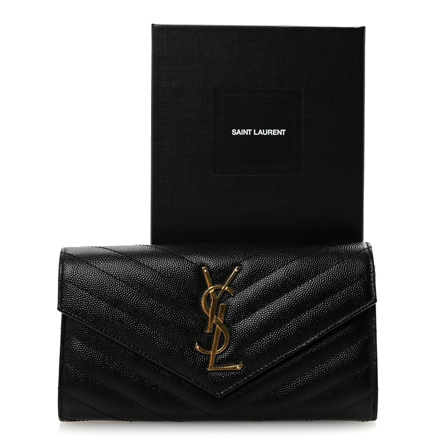 Grain De Poudre Matelasse Chevron Monogram Flap Wallet Black