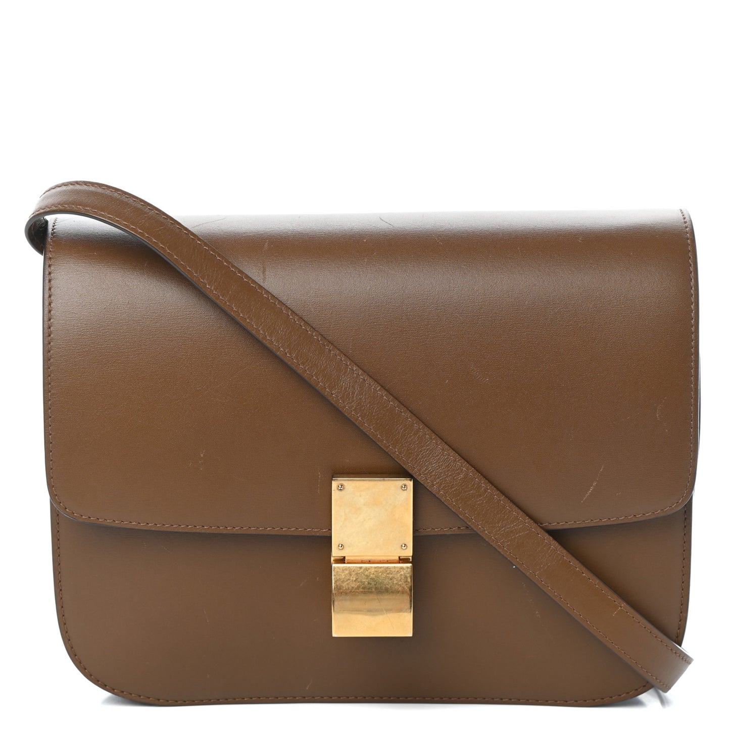 Box Calfskin Medium Classic Box Flap Bag Camel