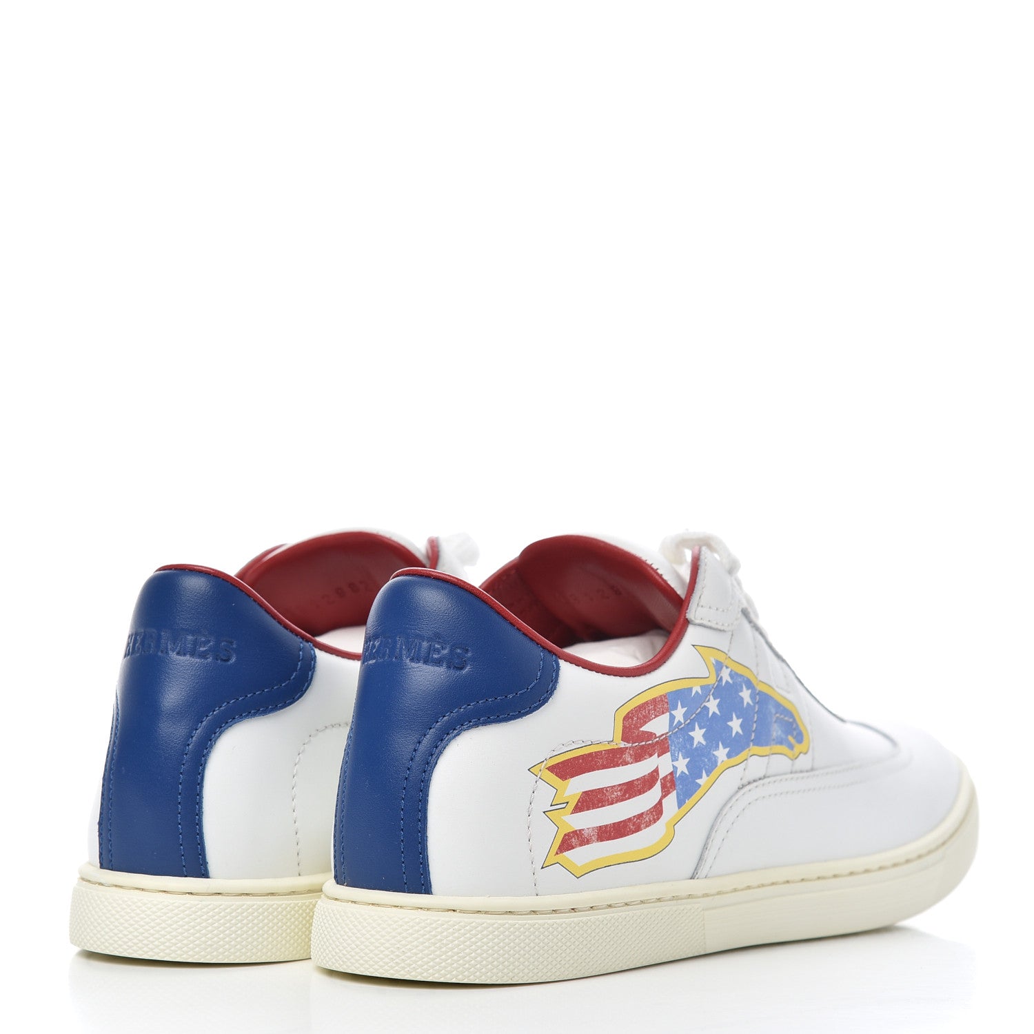 Hermes Calfskin Printed Quicker Sneakers 35.5 White 4 of 12