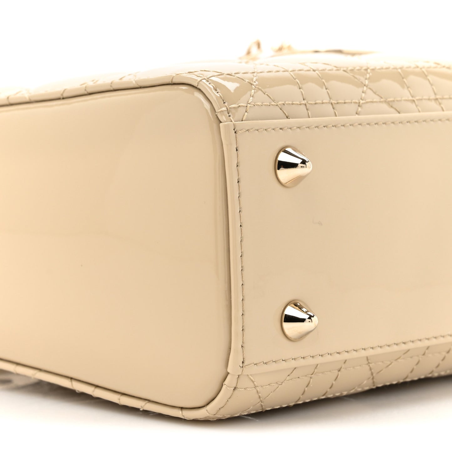 Patent Cannage Small Lady Dior Beige