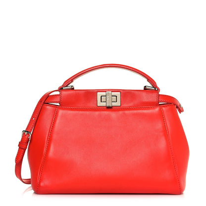 Fendi Nappa Mini Peekaboo Iconic Satchel Papavero 1 of 12