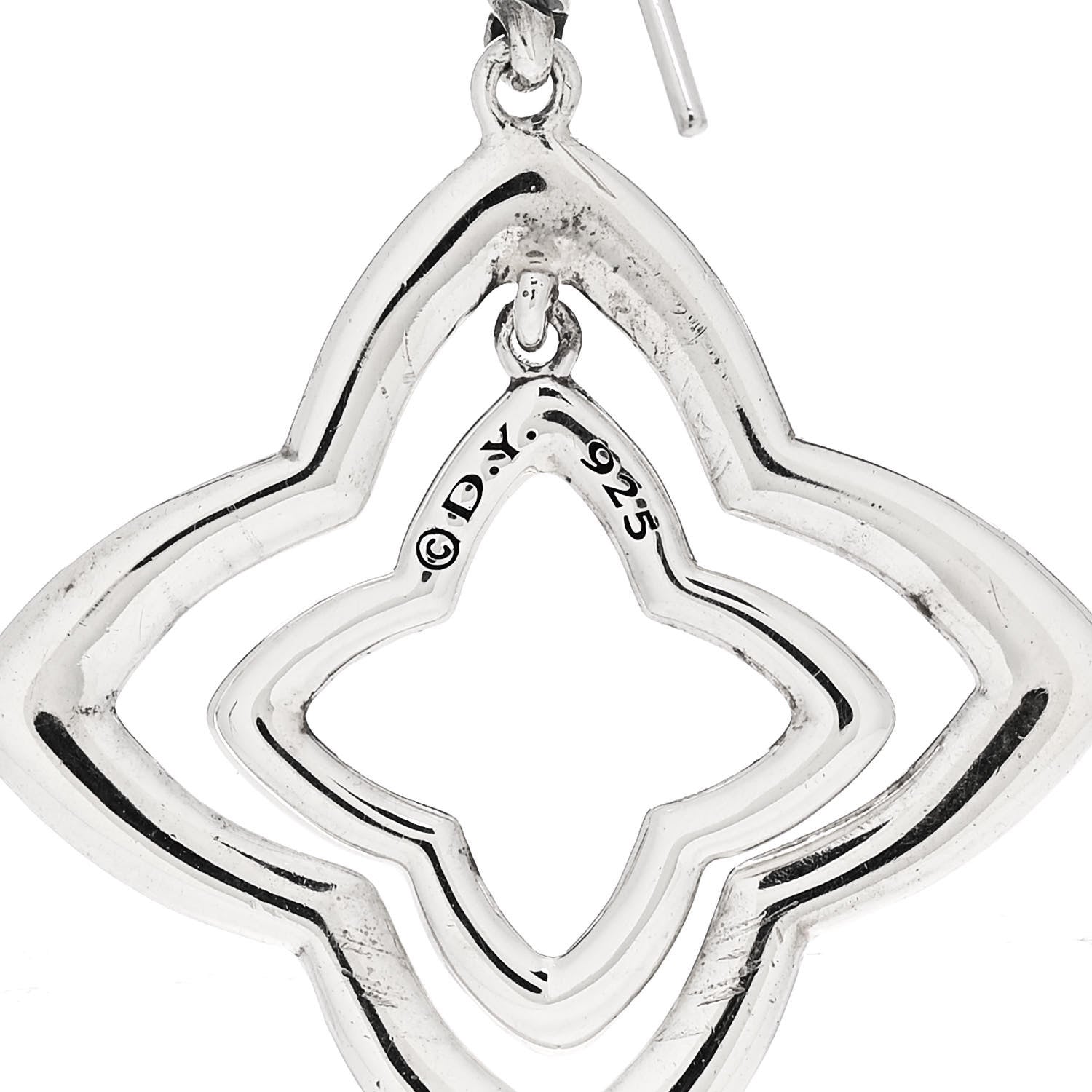 David Yurman Sterling Silver Diamond Quatrefoil Earrings 3 of 4