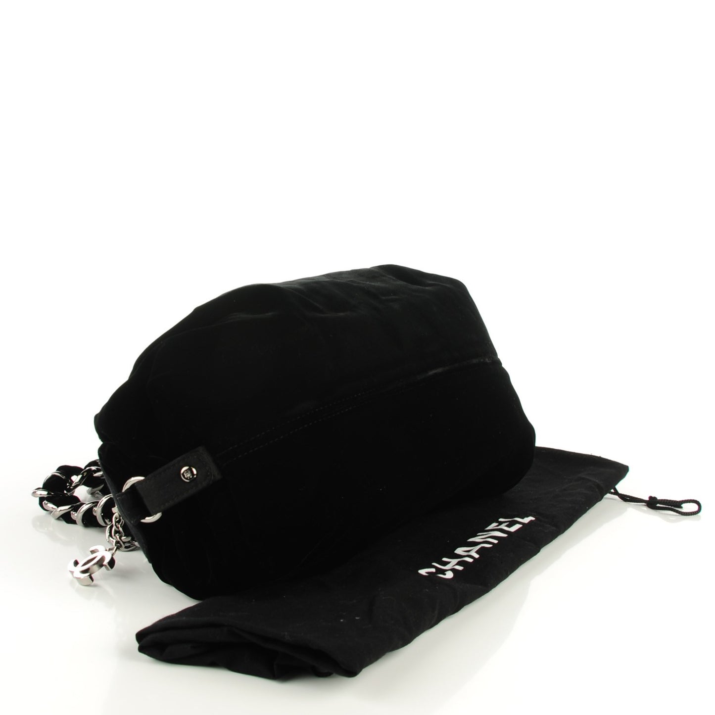 Velvet Satin Shoulder Bag Black