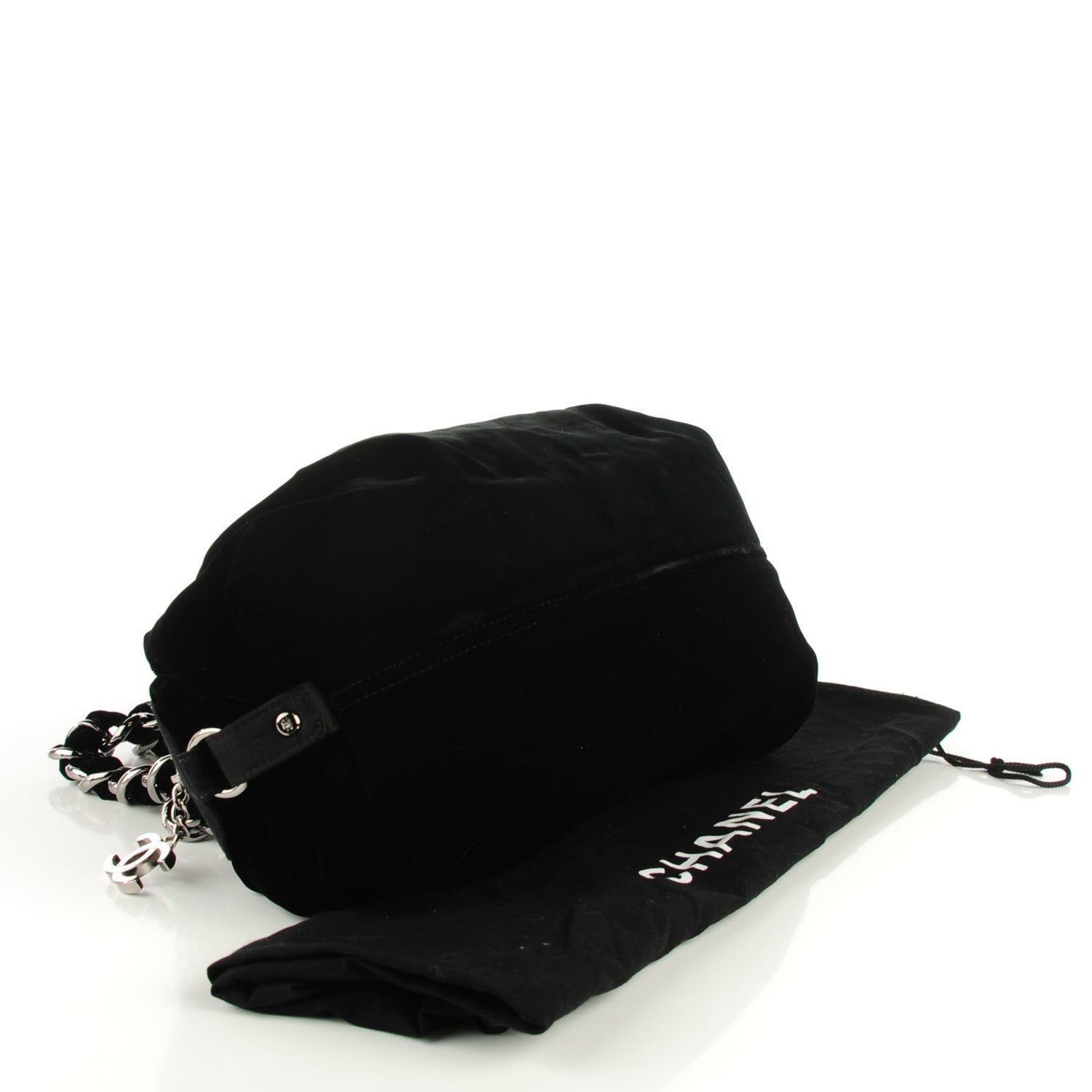 Chanel Velvet Satin Shoulder Bag Black 4 of 7