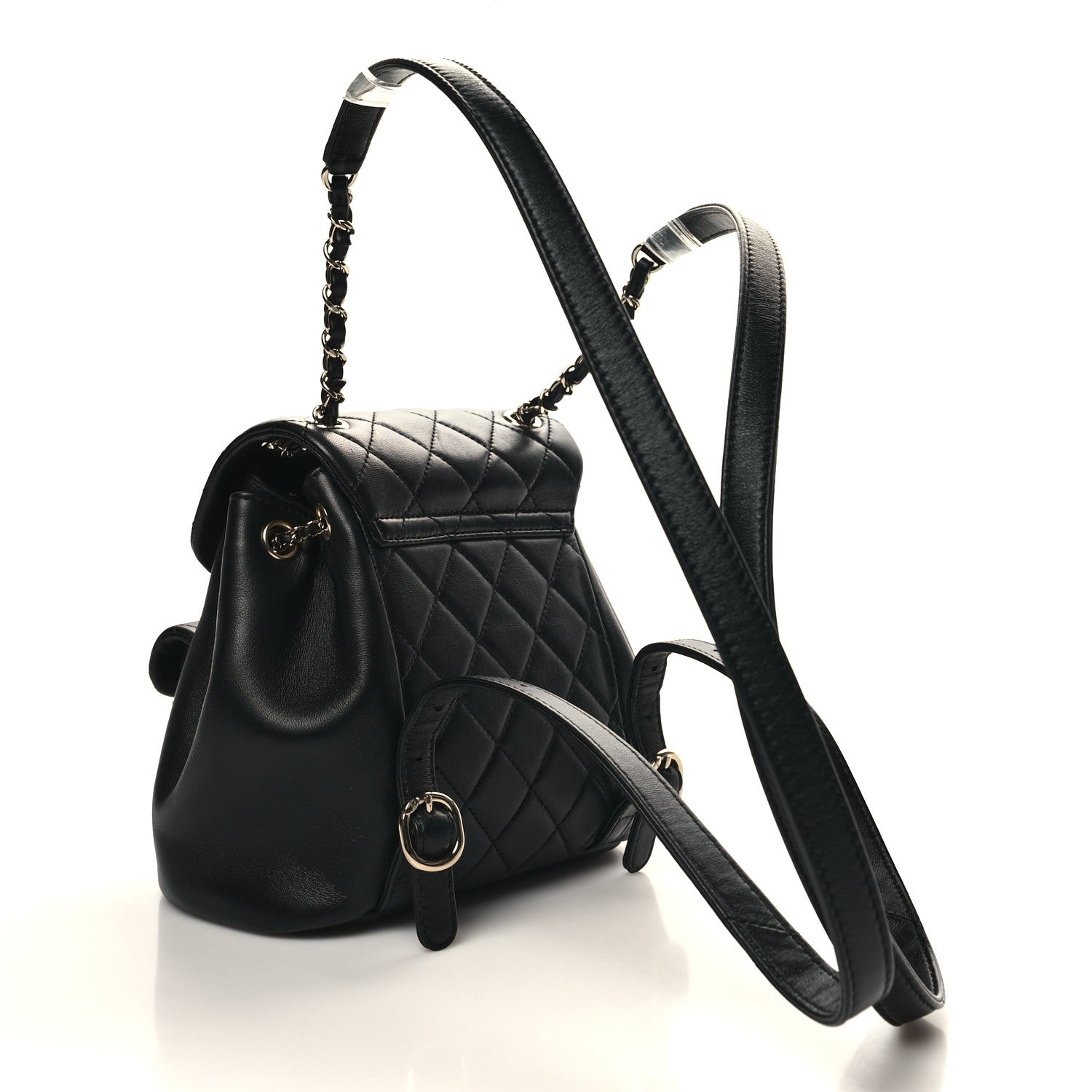 Chanel Lambskin Quilted Small Duma Drawstring Backpack Black 3 of 10