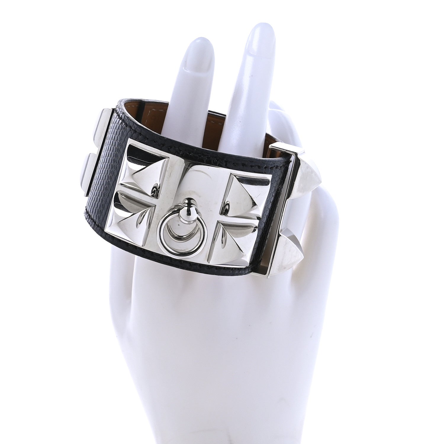 Hermes Lizard Collier de Chien CDC Bracelet S Black 2 of 5