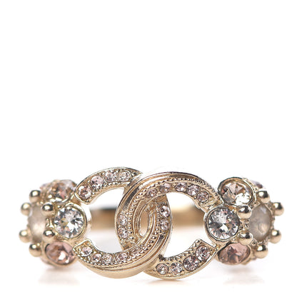 Chanel Crystal Poured Glass CC Ring 5 Gold 1 of 6