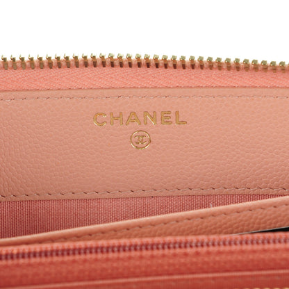 Chanel Caviar Camellia Embossed Zip Around Large Gusset Wallet Nude 6 of 8