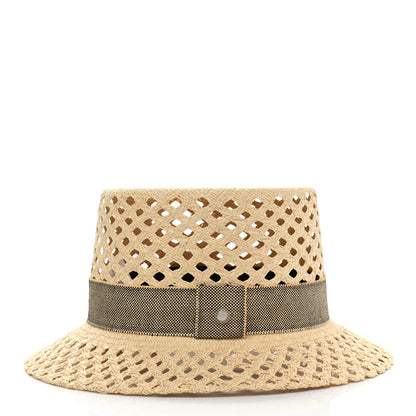 Hermes Straw Panama Elenora Hat 59 Naturel Black 5 of 12