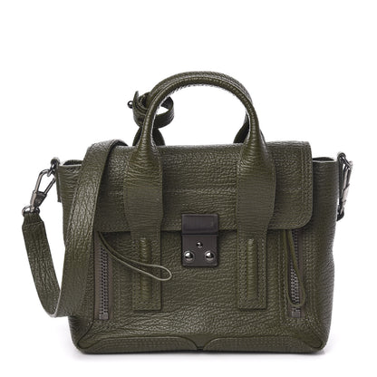 3.1 Phillip Lim 3.1 Textured Calfskin Mini Pashli Satchel Military 1 of 9