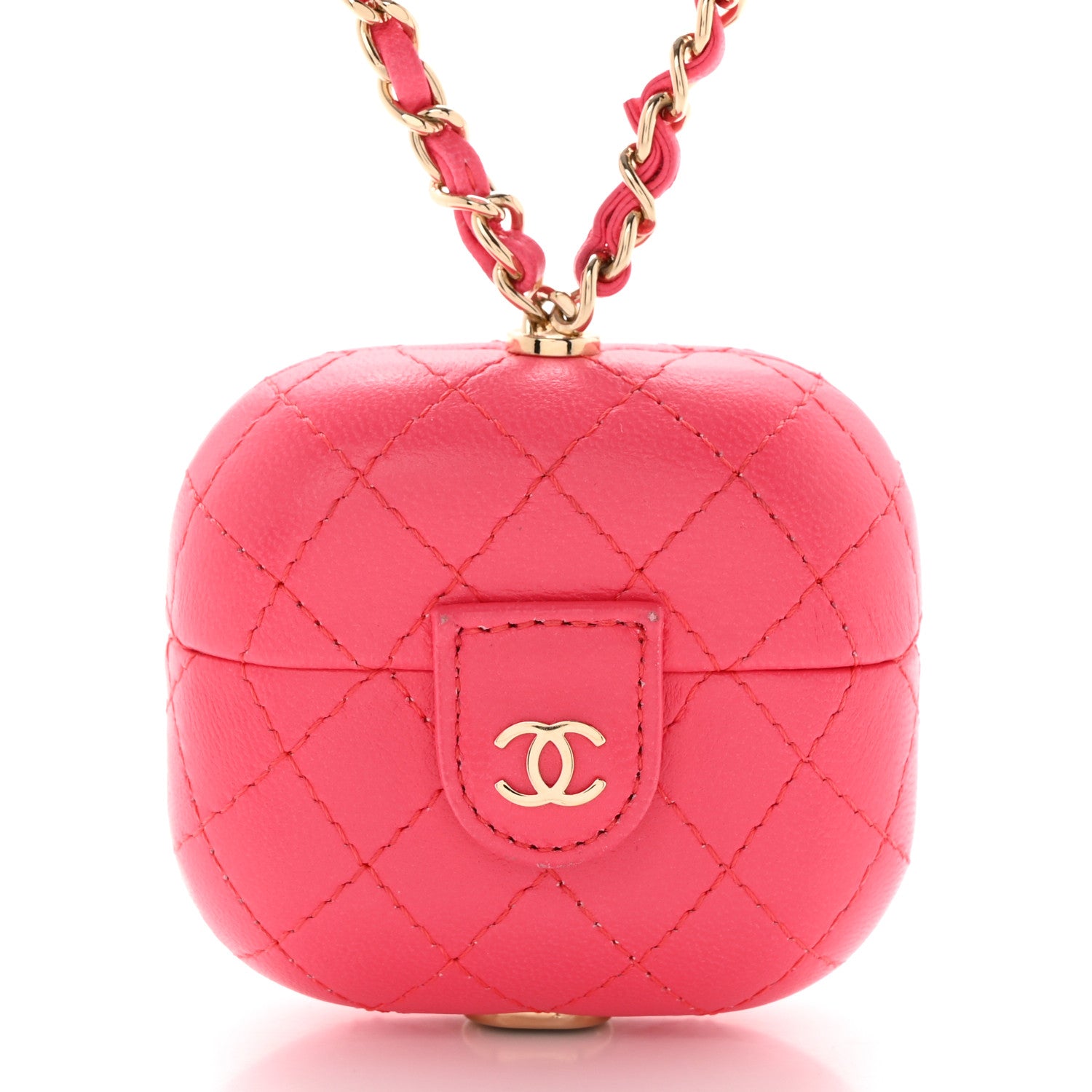 Chanel Lambskin Quilted Airpods Pro Case With Chain Pink 2 of 8