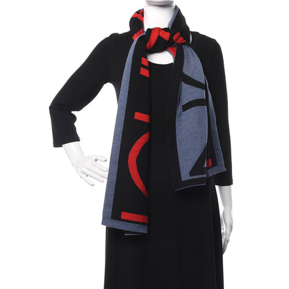 Louis Vuitton Wool Horizon LV Scarf Rouge Blue 2 of 4