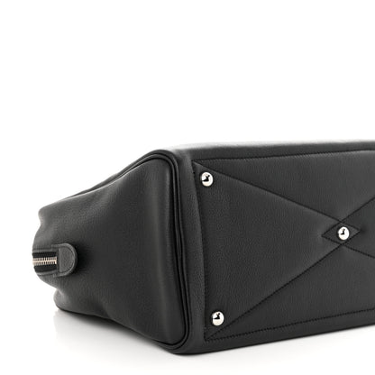 Hermes Taurillon Novillo Tressage Victoria II 35 Black Bleu Encre 9 of 10