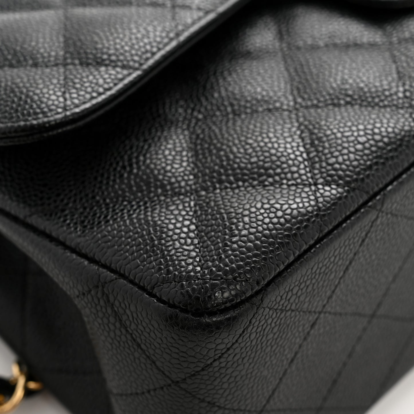Caviar Quilted Jumbo Double Flap Black Black