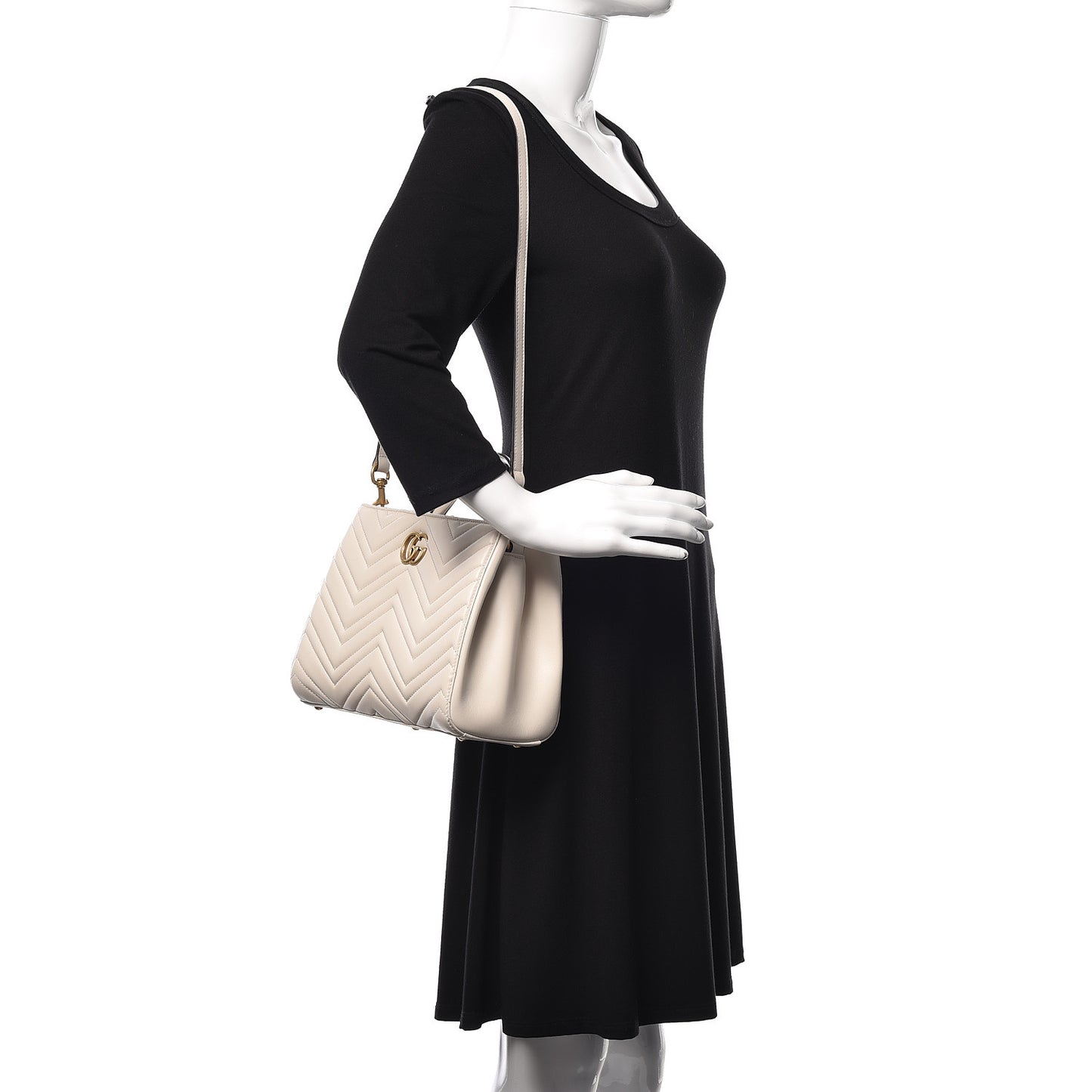 Calfskin Matelasse Small GG Marmont Tote White