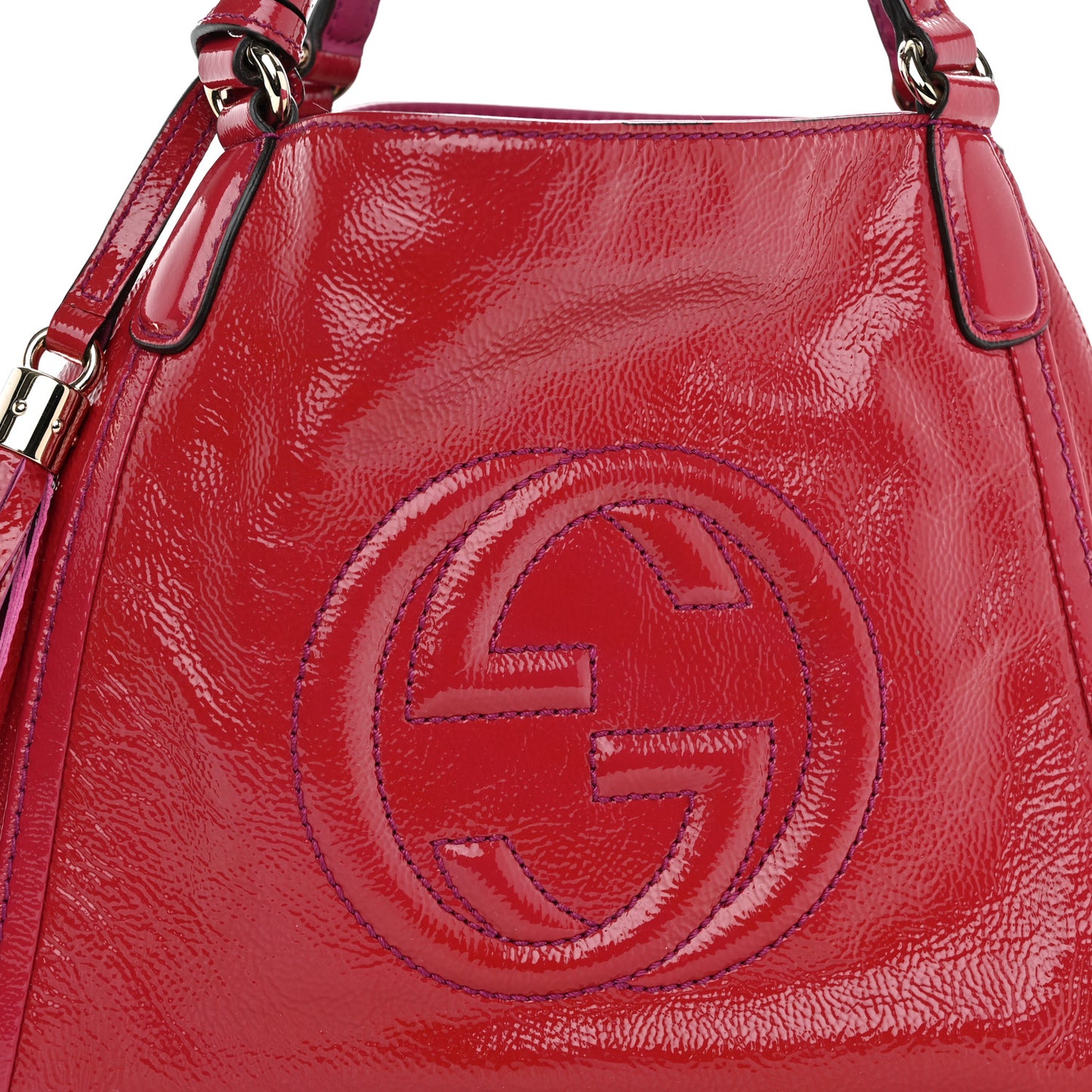Patent Small Soho Shoulder Bag Bright Bougainvillea