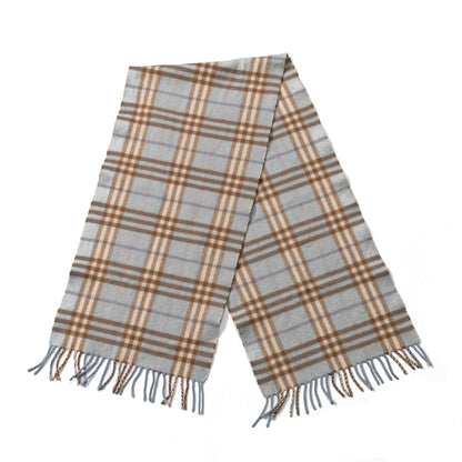 Burberry Cashmere House Check Striped Fringe Scarf Light Blue 2 of 4