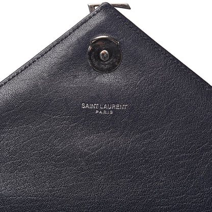 Saint Laurent Sheepskin Matelasse Chevron Monogram Large College Satchel Navy Blue 6 of 19