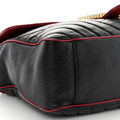 Gucci Vintage Effect Calfskin Matelasse Diagonal Large Torchon GG Marmont Shoulder Bag Black Romantic Cherry 9 of 10