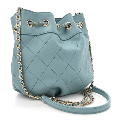 Chanel Calfskin Mini Drawstring CC Bag Blue 3 of 10