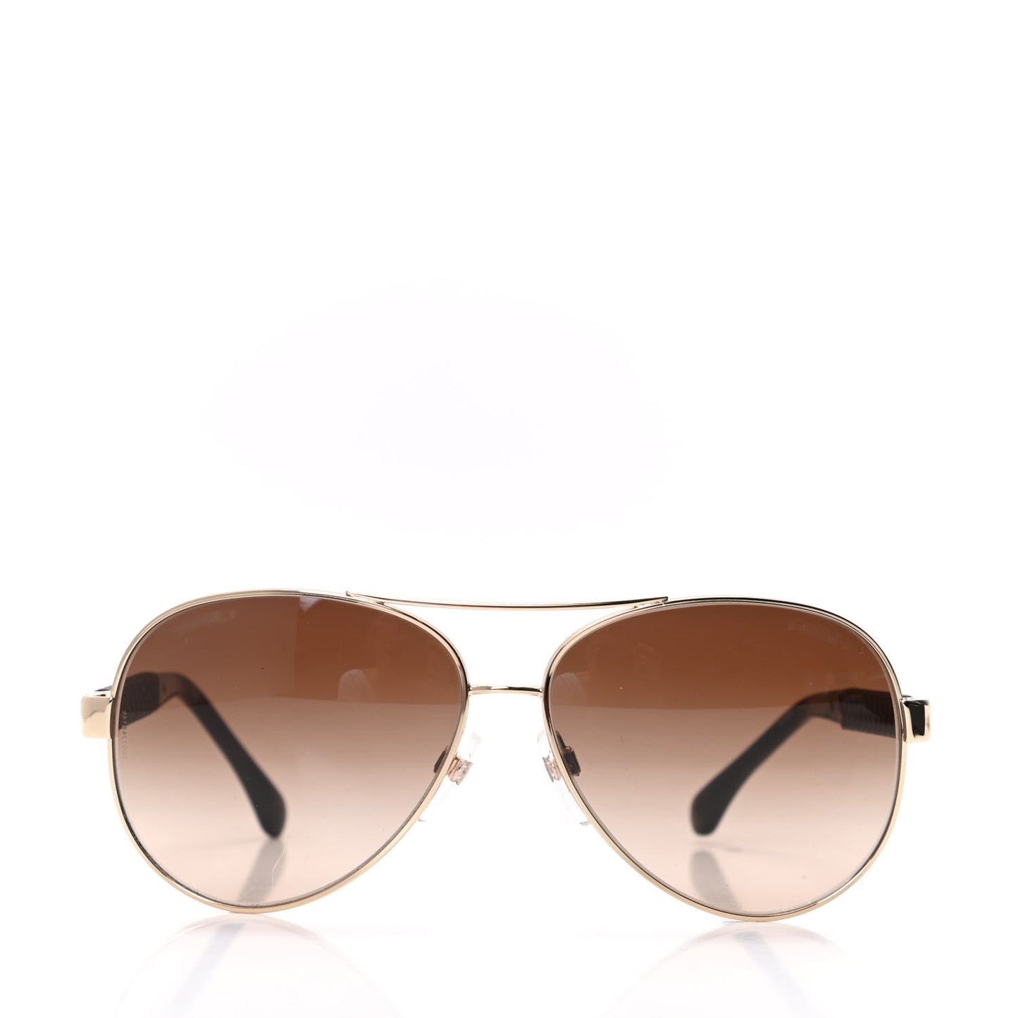 Lambskin Quilted CC Aviator Sunglasses 4195-Q Brown Gold