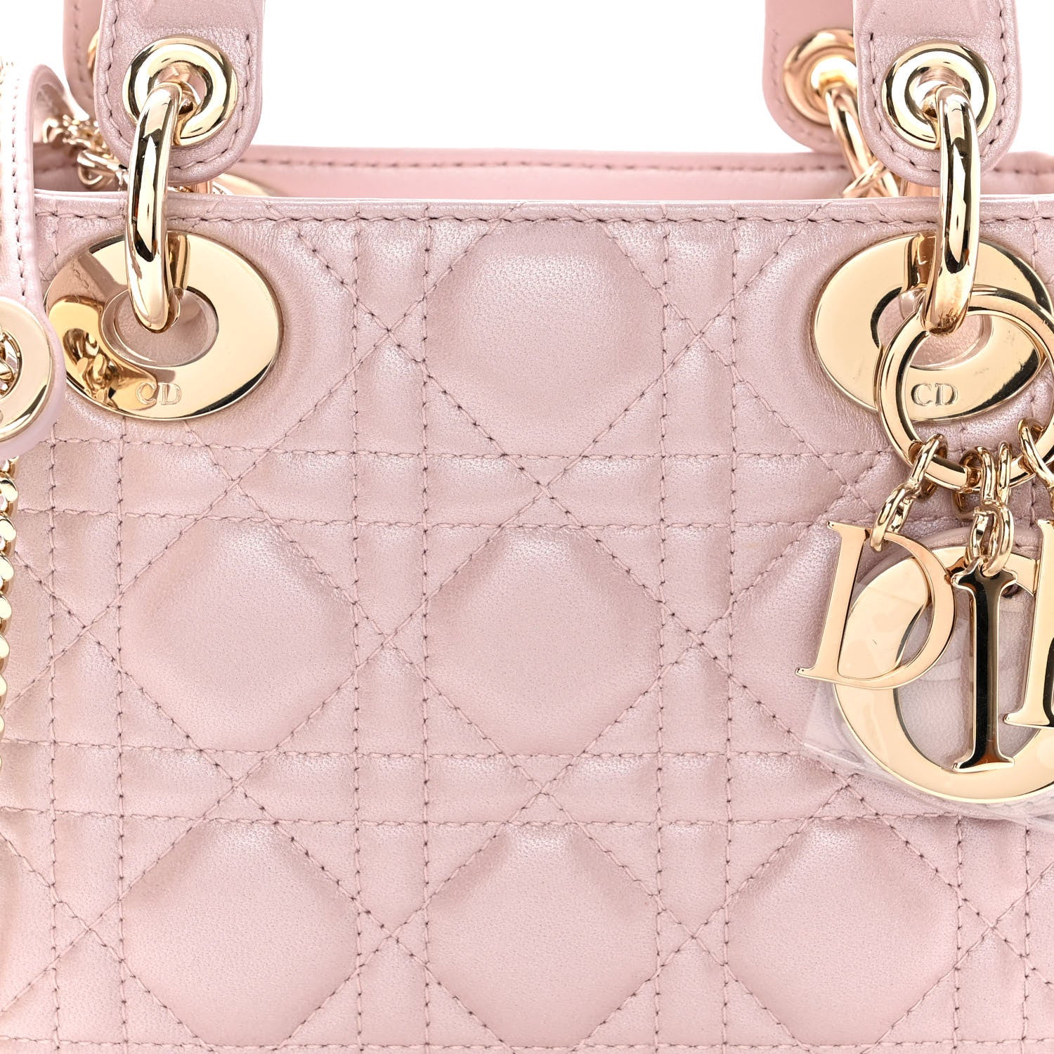 Christian Dior Metallic Lambskin Cannage Mini Lady Dior Lotus 7 of 9