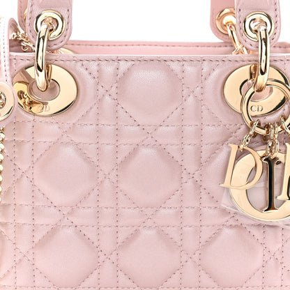 Christian Dior Metallic Lambskin Cannage Mini Lady Dior Lotus 7 of 9