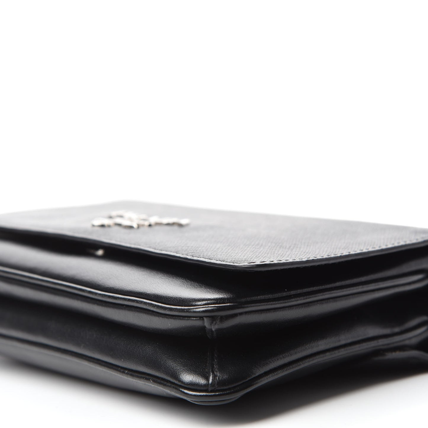 Saffiano Tessuto Nylon Chain Shoulder Bag Black