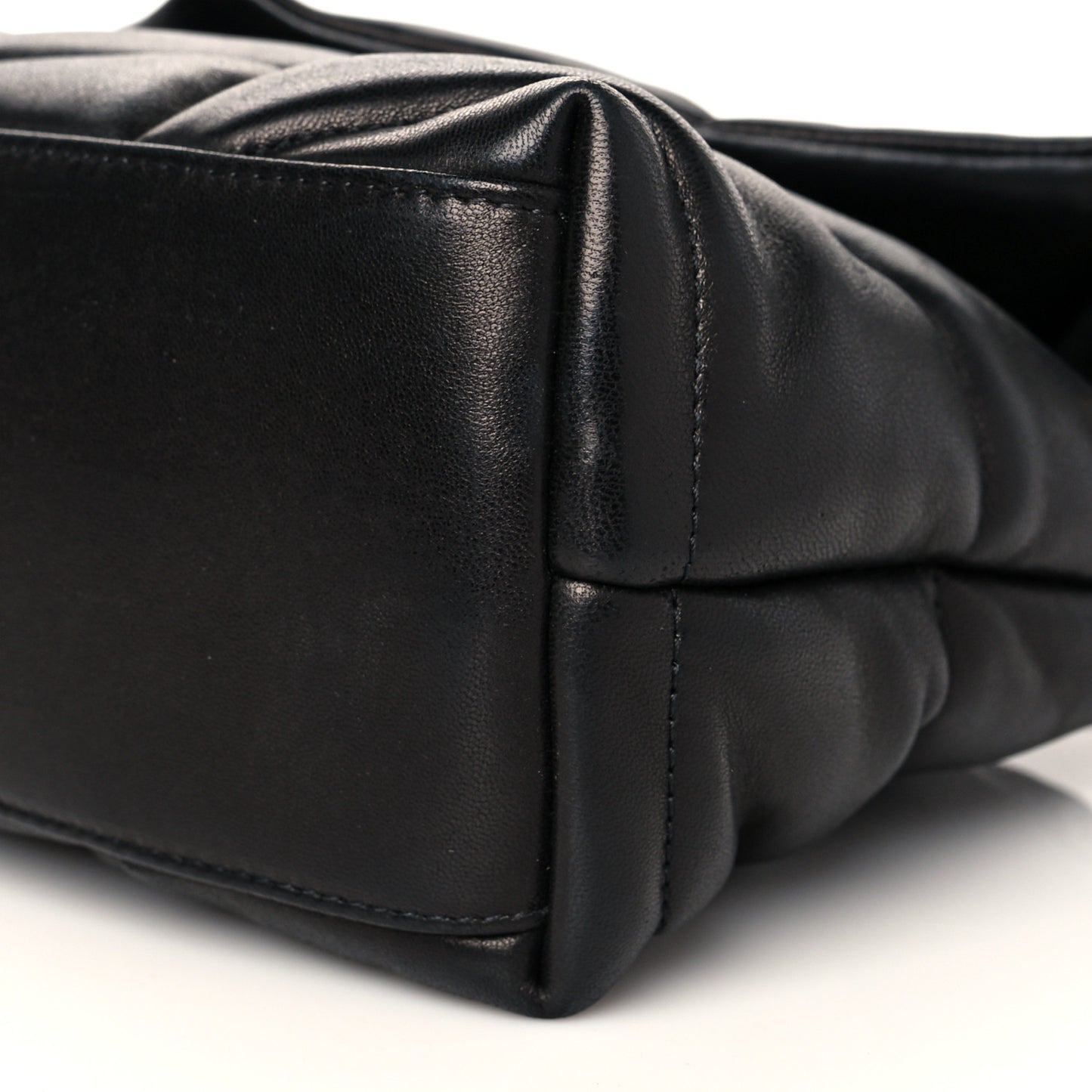 Lambskin Quilted Small Loulou Puffer Monogram Chain Satchel Black