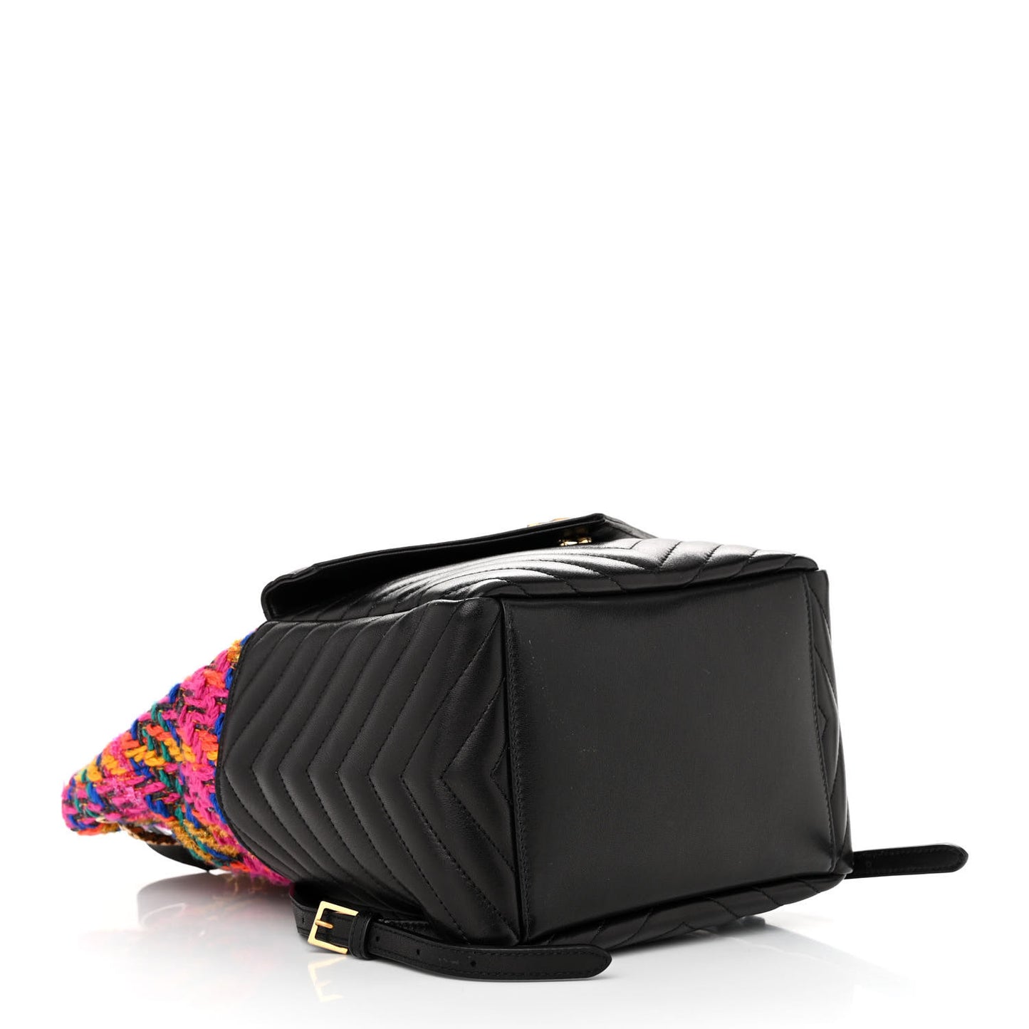 Tweed Lambskin Matelasse Monogram Joe Backpack Black Rosso Multicolor