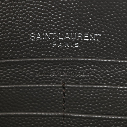 Saint Laurent Grain De Poudre Matelasse Chevron Monogram Envelope Chain Wallet Coal 6 of 12