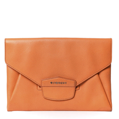 Givenchy Sugar Goatskin Medium Antigona Envelope Clutch Orange 1 of 10