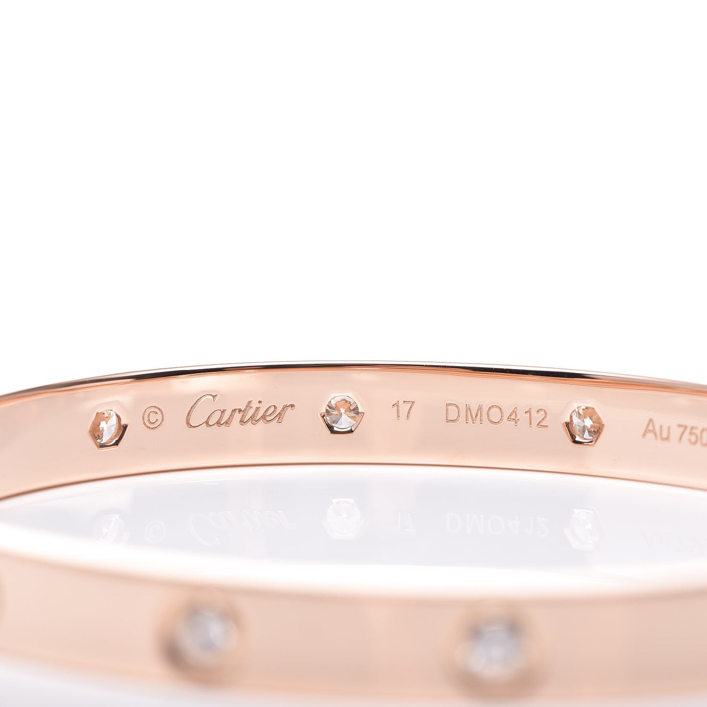 18K Pink Gold 10 Diamond LOVE Bracelet 17