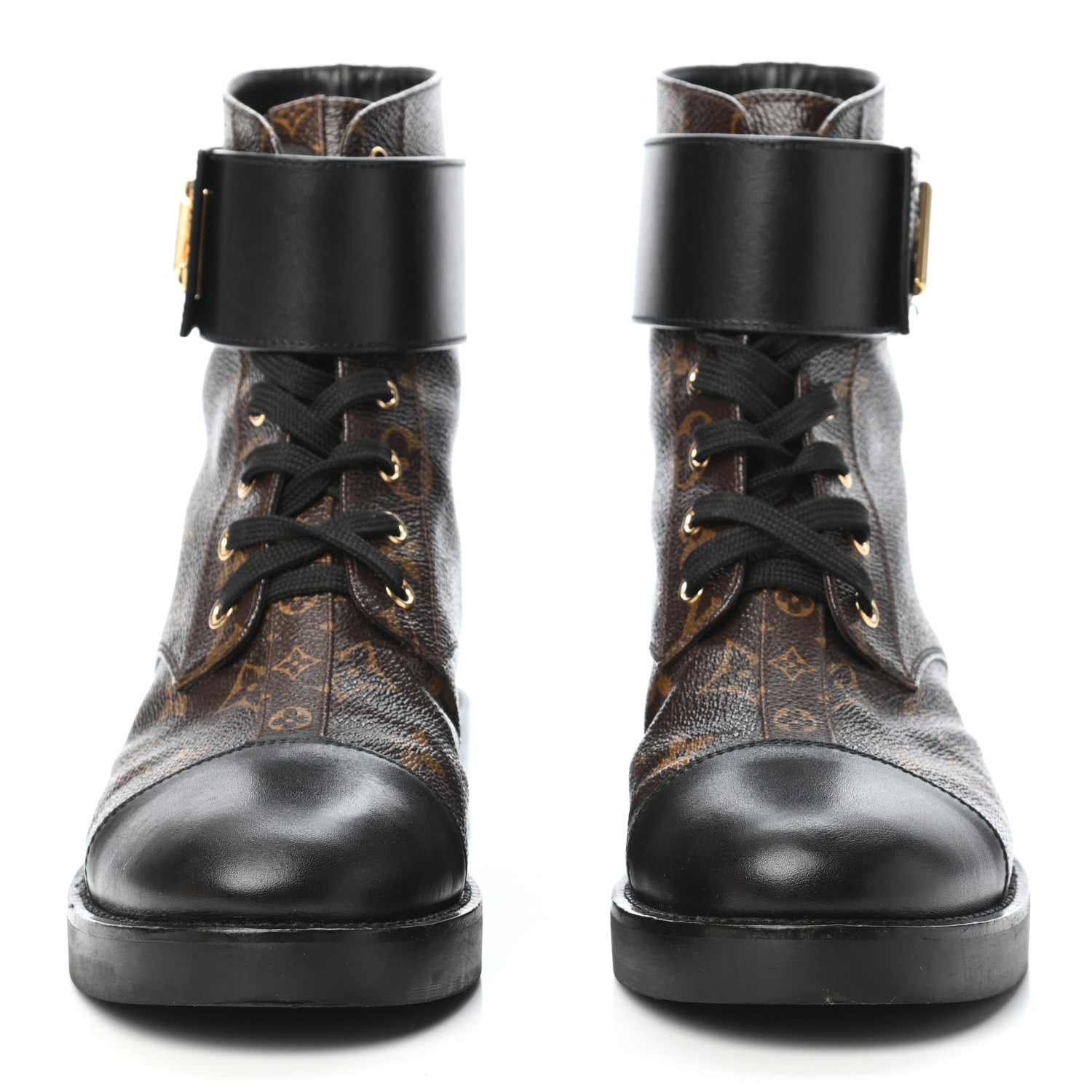 Louis Vuitton Calfskin Monogram Wonderland Flat Ranger Boots 39 Black 2 of 9