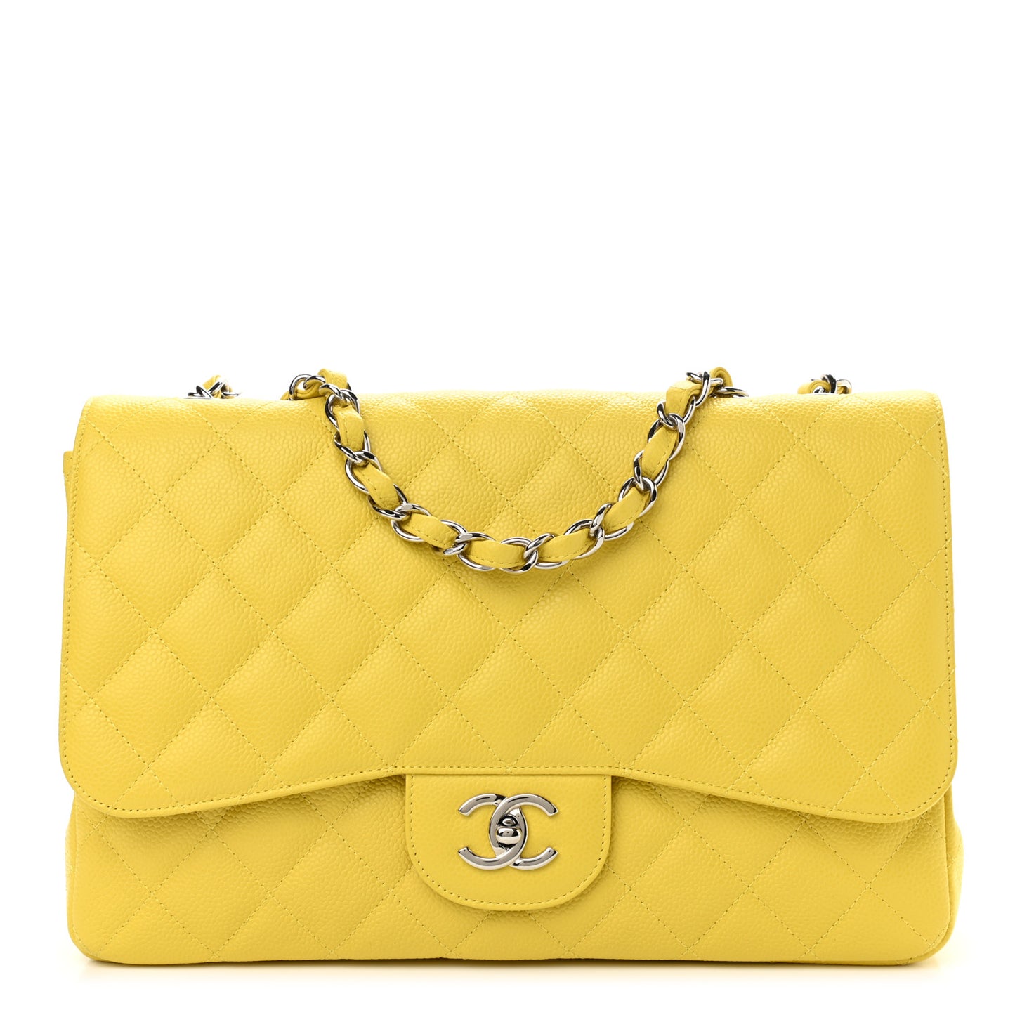 Caviar Quilted Jumbo Single Flap Yellow