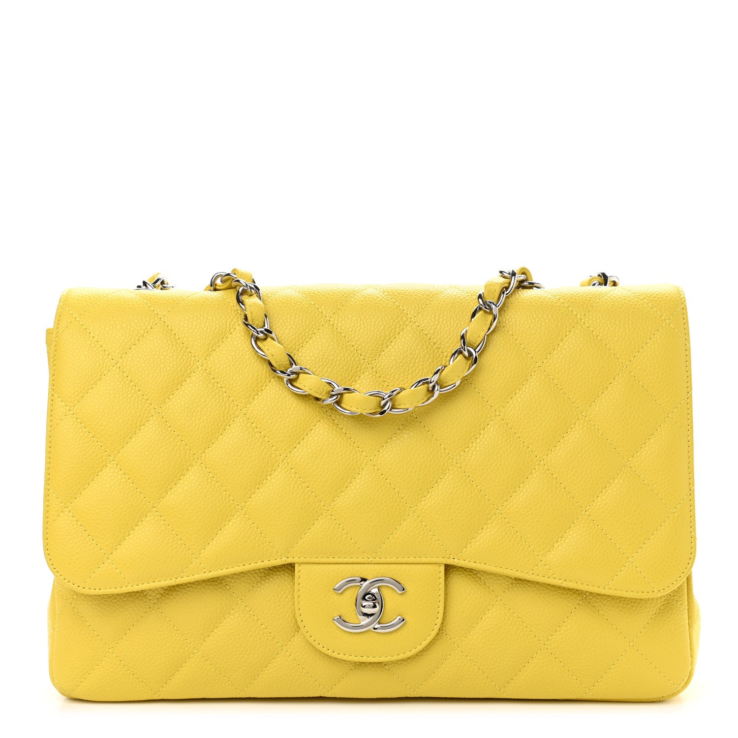 Chanel Caviar Quilted Jumbo Single Flap Yellow 1 of 11
