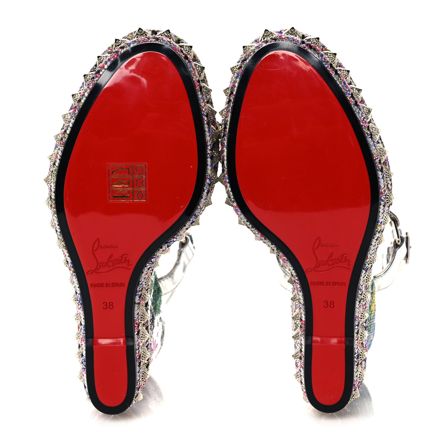 Christian Louboutin Paillette Pira Ryad 110 Wedge Sandals 38 Silver 5 of 11