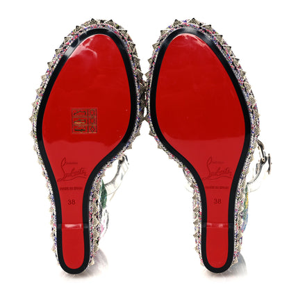 Christian Louboutin Paillette Pira Ryad 110 Wedge Sandals 38 Silver 5 of 11