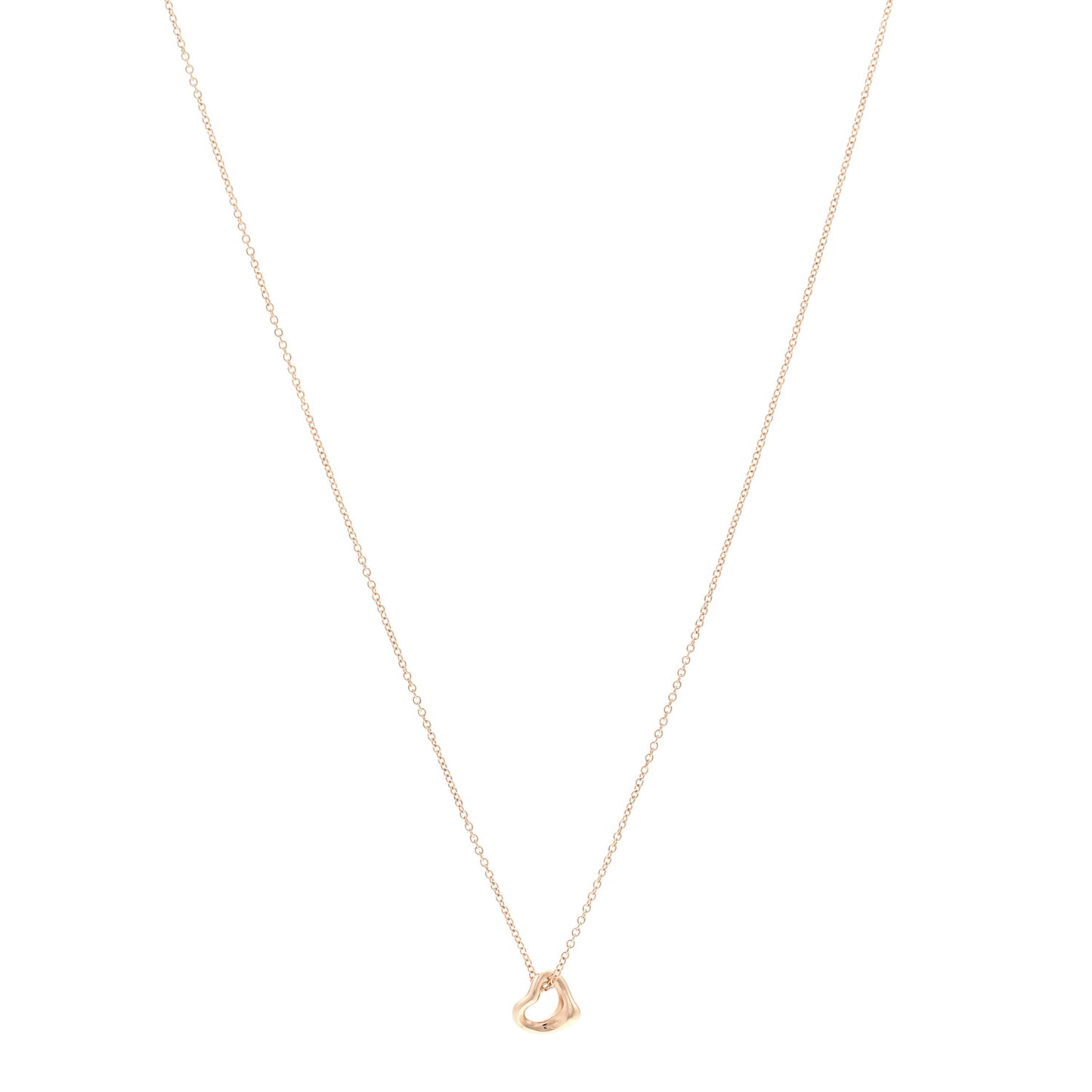 18K Rose Gold 7mm Elsa Peretti Open Heart Pendant Necklace