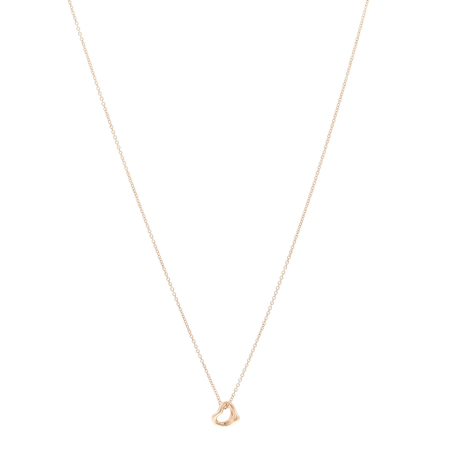 Tiffany 18K Rose Gold 7mm Elsa Peretti Open Heart Pendant Necklace 1 of 5