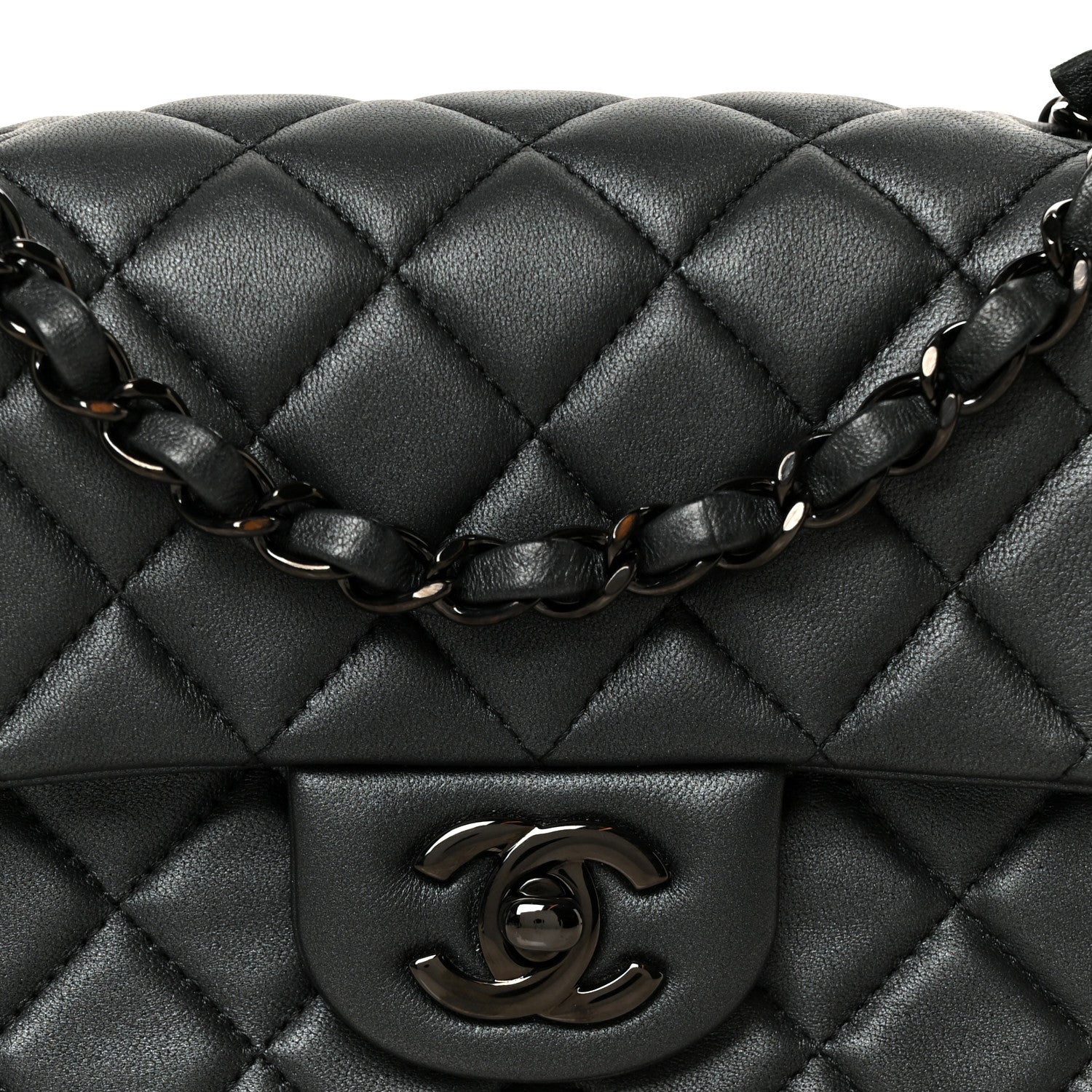 Chanel Pearly Lambskin Quilted Mini Rectangular Flap So Black 8 of 11