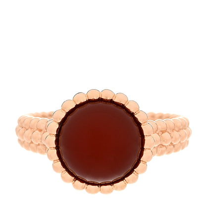 Van Cleef & Arpels 18K Rose Gold Carnelian Perlee Couleurs Ring 54 6.75 1 of 7