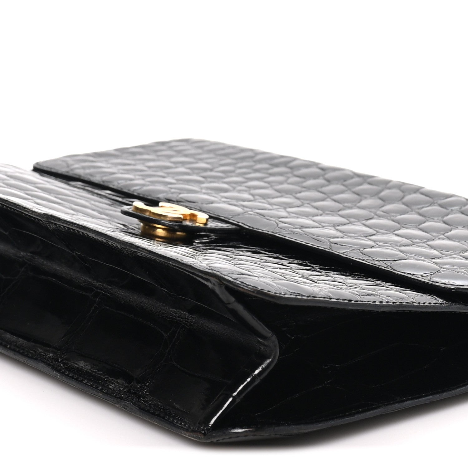 Chanel Shiny Crocodile Medium Single Flap Black 10 of 10