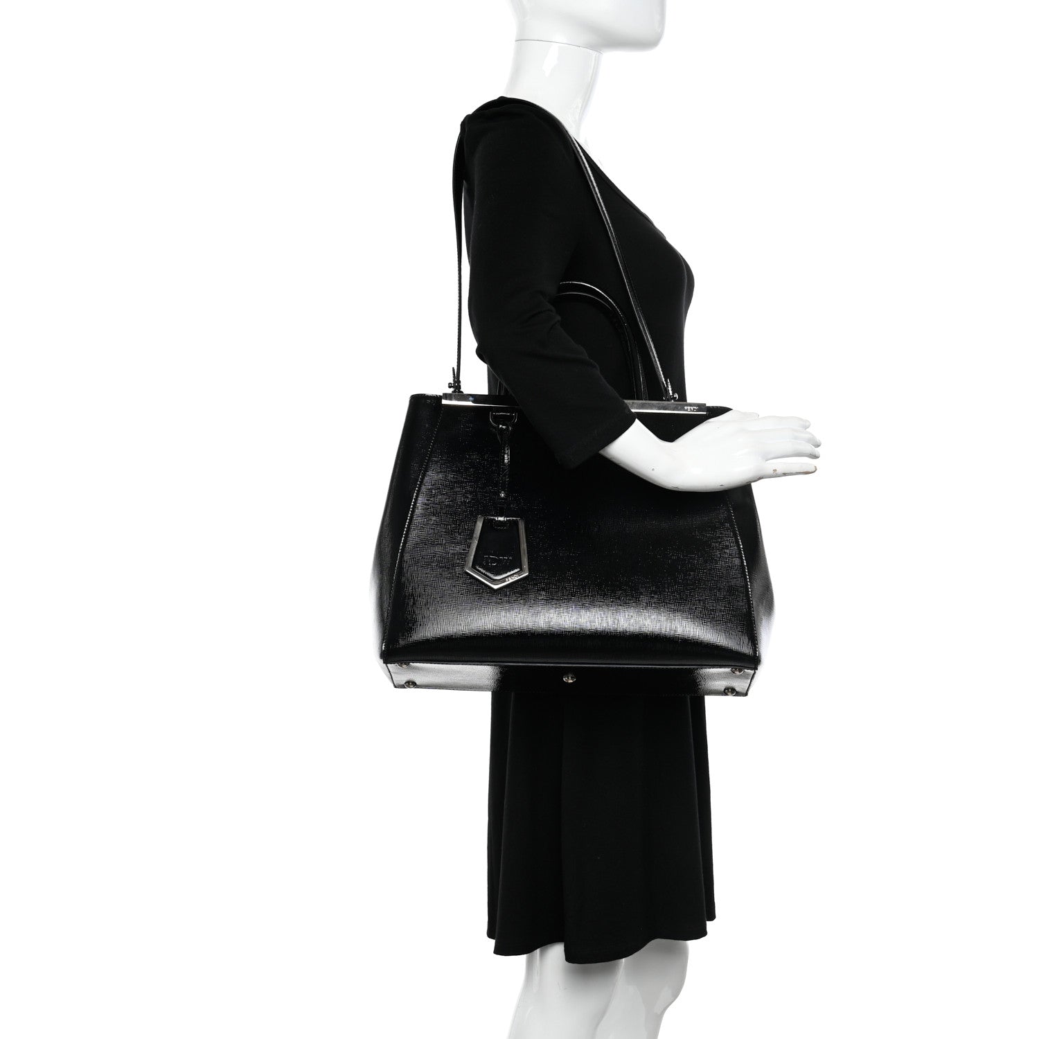 Fendi Patent Vitello Elite Regular 2Jours Tote Black 2 of 12