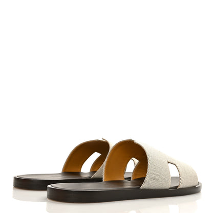 Hermes Canvas Mens Izmir Sandals 40 Prunoir Marron Ebene 4 of 9