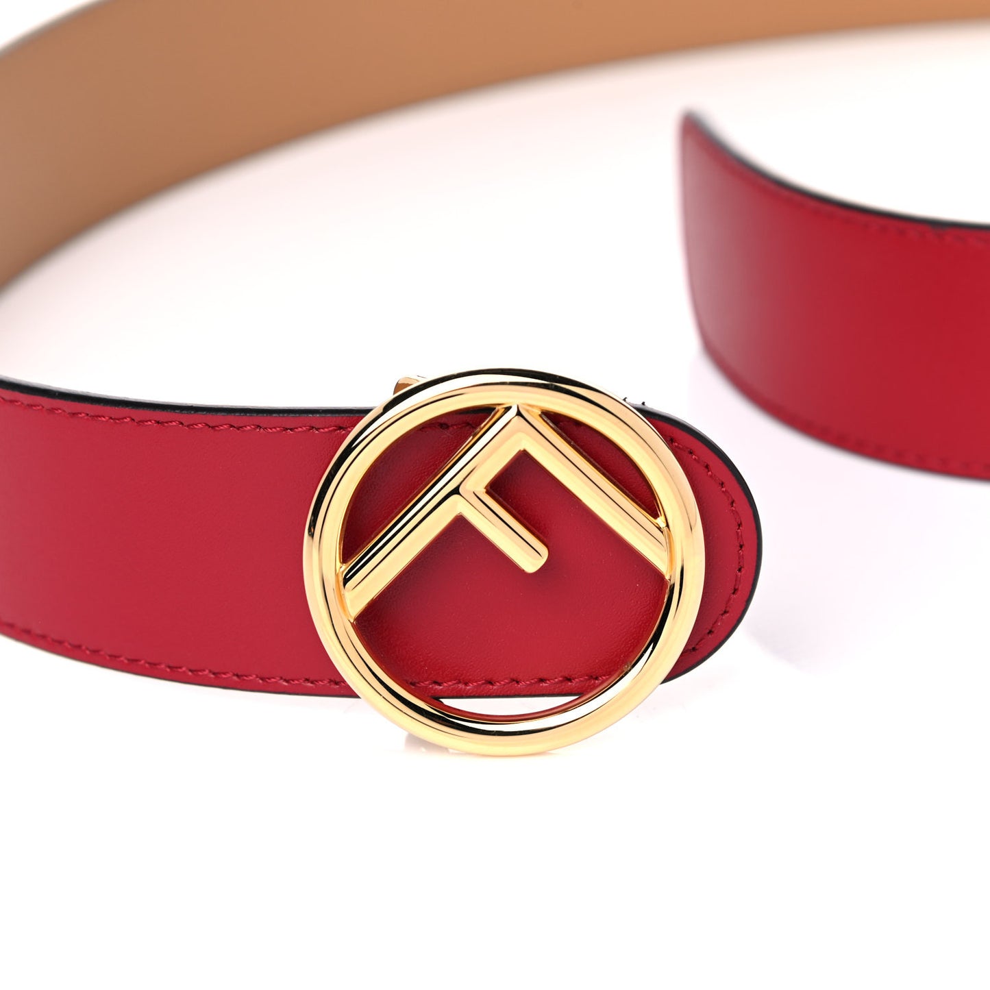Vitello Liberty F is Fendi Bi-Color Reversible Belt 80 Fragola Miele Scuro