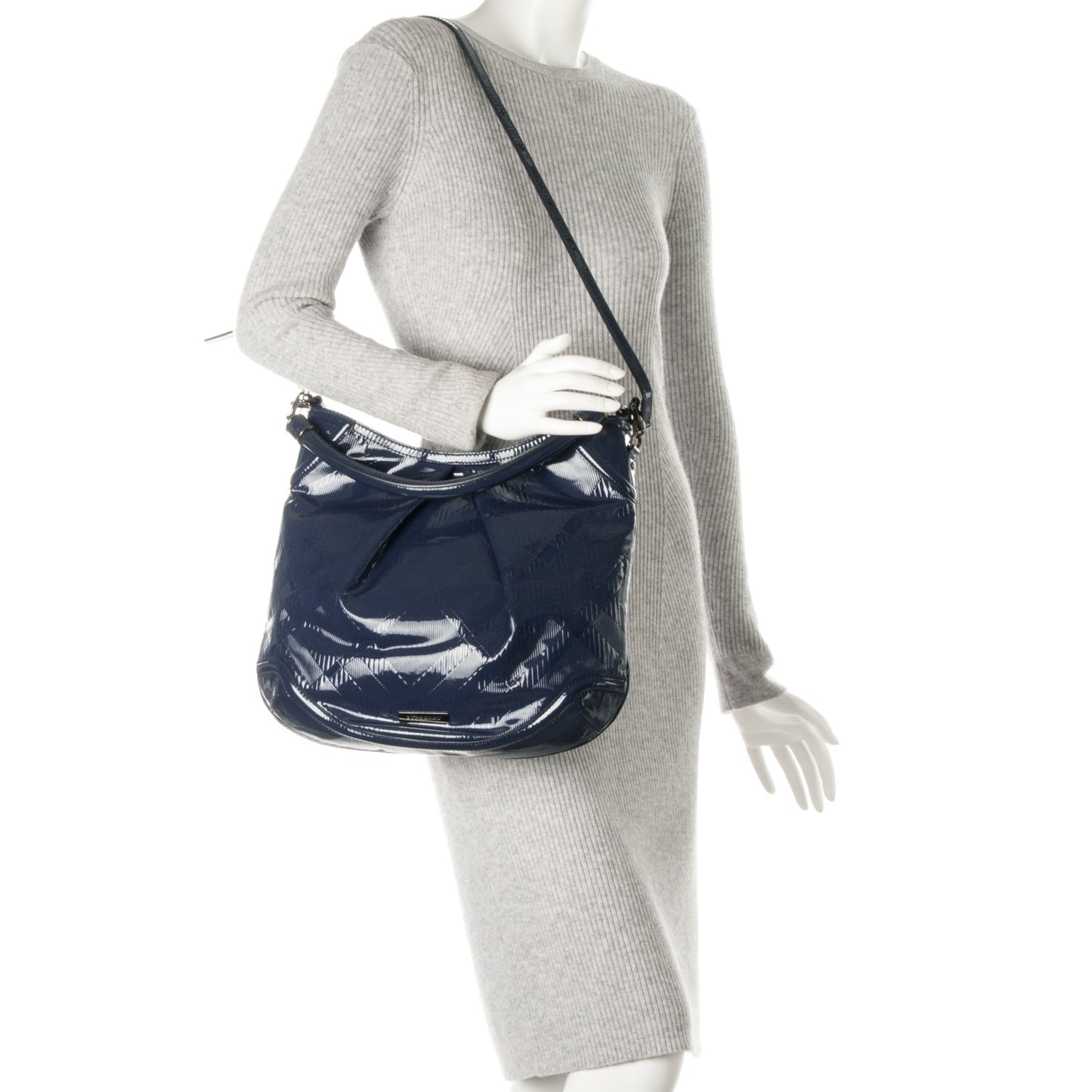 Patent Check Embossed Medium Craigwell Hobo Blue
