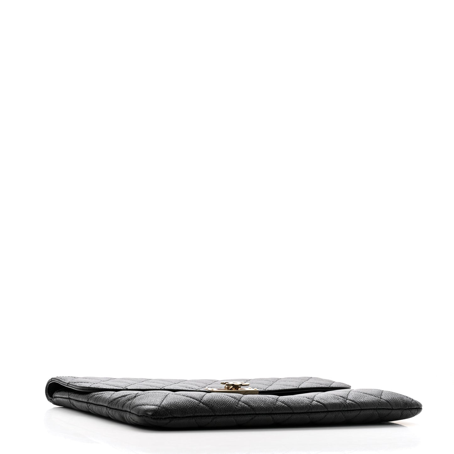 Caviar Quilted Medium Golden Class Pouch Black