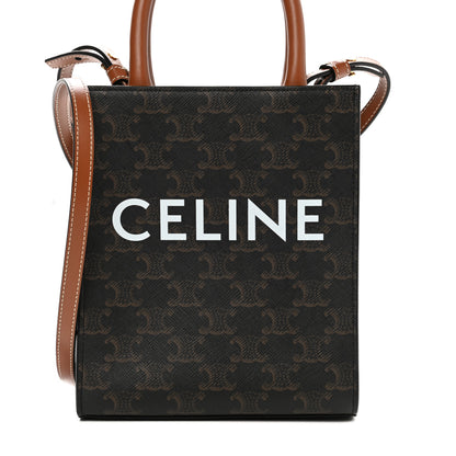 Celine Triomphe Canvas Calfskin Mini Vertical Cabas Tan 5 of 7